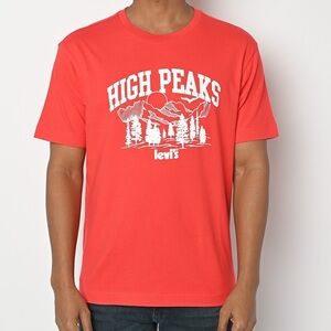 LEVI’S orange t-shirt high peaks graphic tee crew neck mens UNISEX relax fit S